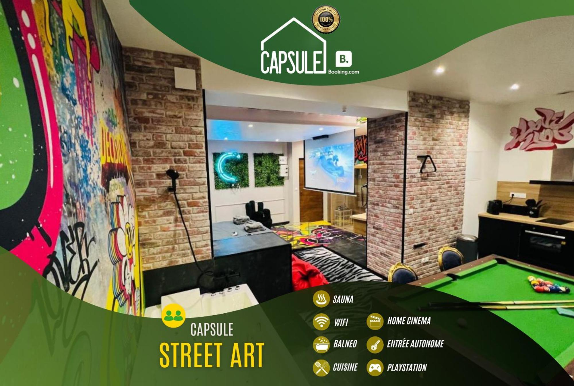 Capsule Street Art - Sauna- Jacuzzi - Playstation 5 - Billard - Netflix - Home Cinema - Terrasse Douai Exterior photo